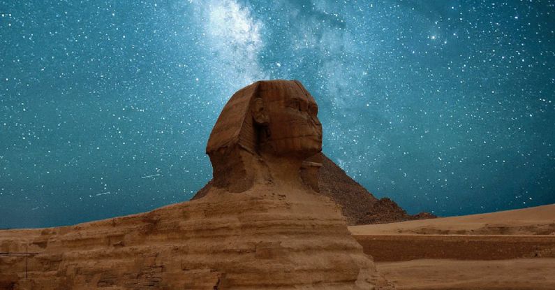 Landmarks - Great Sphinx Of Giza Under Blue Starry Sky